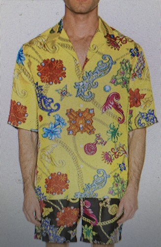 Camicia uomo seta Versace camisie tessuto autentica $1325 nuova con etichette taglia 42 stampa gioielli