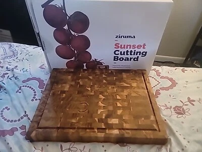 Ziruma Brown Sunset Wood Butcher Block Teak Cutting Board Size Medium - Image 1 of 4