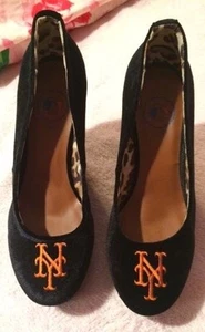 NWB Cuce Shoes New York Mets Women's Groupie II Wedge Shoes - Black - Picture 1 of 5