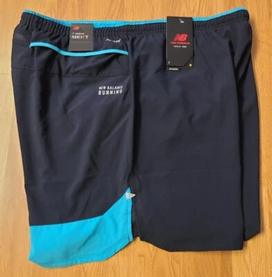 New Balance Graphic Impact 7" Running Fitness Shorts Navy Blue Men's Size XL NWT - Image 1 of 2