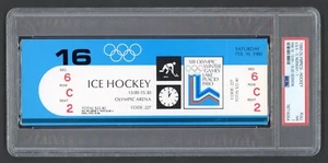 1980 Olympic Hockey Full Ticket PSA 7 USA vs Norway Only 10 Higher Miracle Year! - Bild 1 von 2