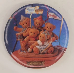 Vintage Enesco Cherished Teddies Celebrating Five Cherished Years Pinback Button - Picture 1 of 3