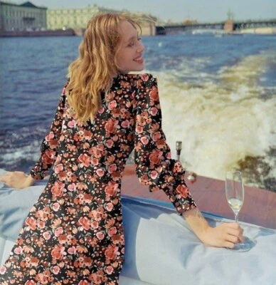 Floral Viscose Lurex Digital Printed dress Fabric M1842 - Image 1 of 3