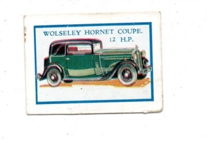 D.C.THOMPSON TRADE CARD MOTOR CARS 1934 WOLSELEY HORNET COUPE 12 H.P. - Picture 1 of 2