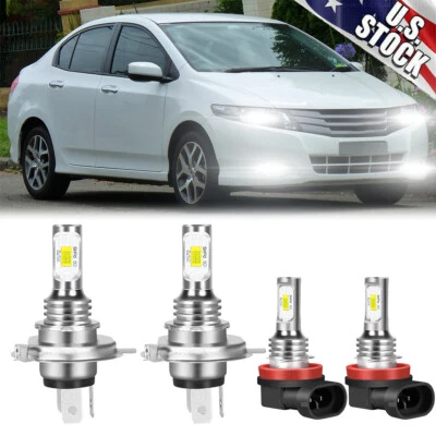 For Honda City 2010-2015 Combo LED Headlight High/Low Beam + Fog Light Bulbs Kit - Image 1 of 4