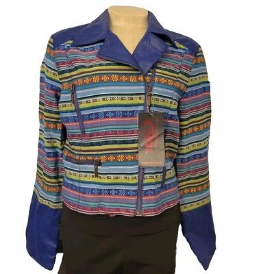 NWT Women's XL Biker Faux Leather Cropped Southwest Tribal Motorcycle Jacket - Image 1 of 4