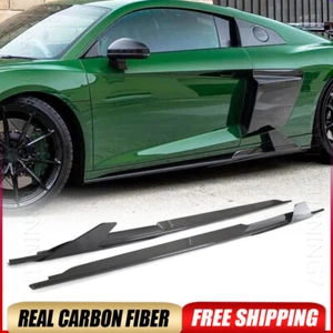 For Audi R8 V10 2020-2024 DRY CARBON Side Skirt Extension Lip Splitters Body Kit - Picture 1 of 16