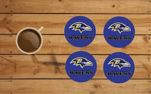 BALTIMORE RAVENS ROUND COASTER SET OF 4 CUSTOM MADE - Imagen 1 de 2