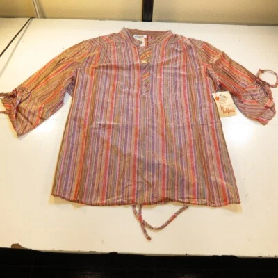 NEW NWT 1960s Deadstock ACETATE NYLON MOD GOGO TINSEL TOP BLOUSE SHIRT Women 44 - Image 1 of 4