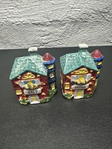 Vintage Red House Turret Salt Pepper Shakers China Ceramic 3.5 inch - Picture 1 of 11