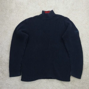 Nautica Ribbed Mock Neck Sweater Extra Large Navy Fisherman Coastal Opa 90s - Bild 1 von 9