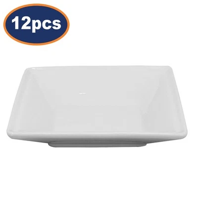 Dipping Dish Bowl Porcelain 12Pcs Square White Soy Sauce Chutney Dips Vitrified - Image 1 of 4