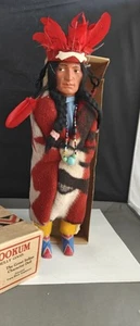 1940s, SKOOKUM BULLY GOOD Native American Indian Chief Doll, 14", Original Box - Picture 1 of 12