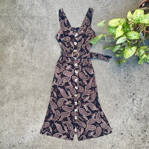Dotti Hippie Boho Paisley Linen Summer Indie Festival Maxi Dress SZ 8 Fairycore  - Picture 1 of 12
