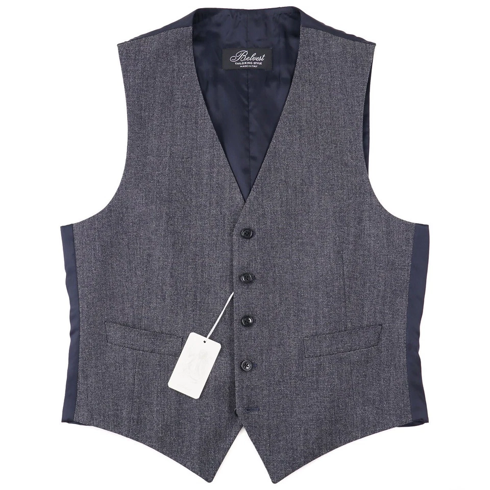 Chaleco Belvest Slim-Fit Azul Denim Oscuro Sarga Lana-Algodón 44R (UE 54) Foto 1 de 4