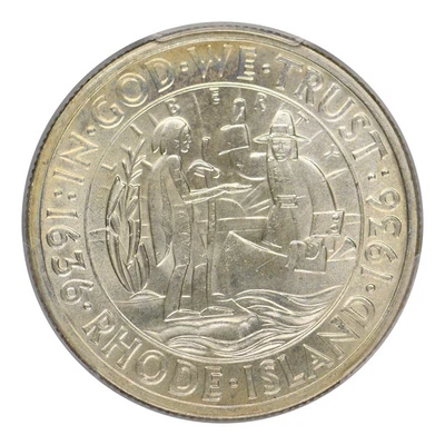1936 Rhode Island Commemorative Silver Half Dollar PCGS MS-66 CAC - Image 1 of 4