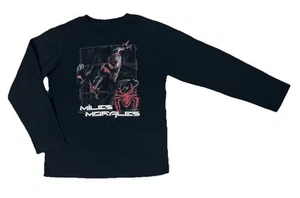 🍃Marvel Boys' Miles Morales Spiderman Long Sleeve T-Shirt | Black /Size M - Picture 1 of 4