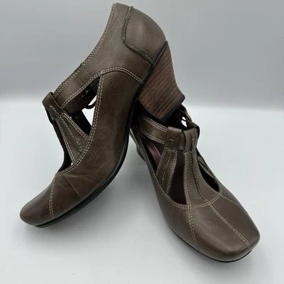 Mary Jane Tacón Indigo By Clarks Correa Cuero Marrón Hebilla Mujer Talla 8 Usado Foto 1 de 4