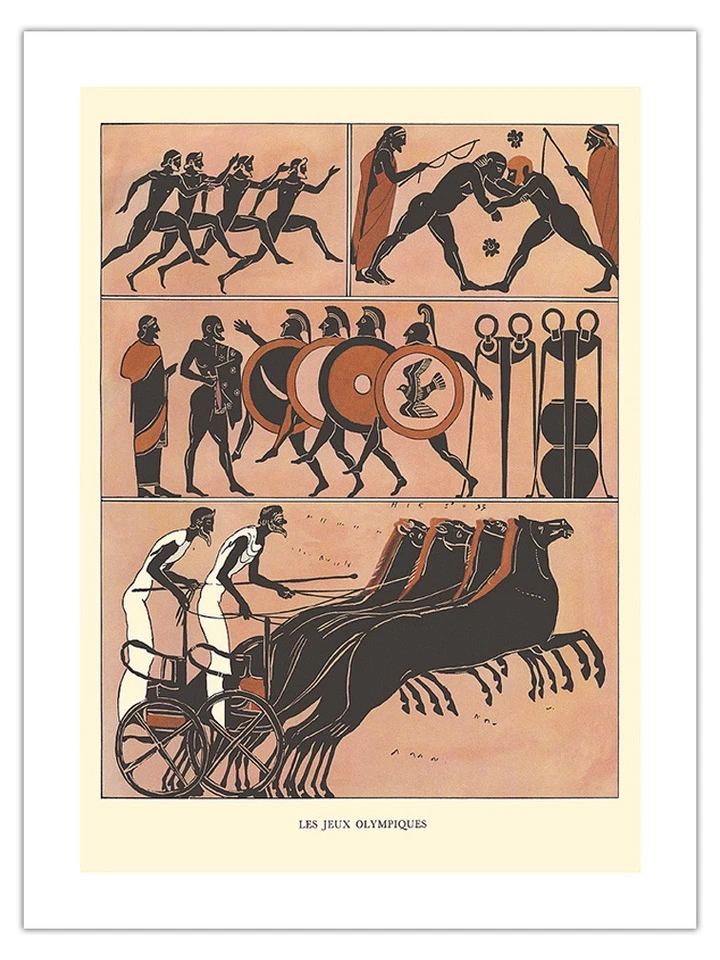 Jeroglíficos de la Olimpiada Griega Antigua - Póster Vintage de los Juegos Olímpicos - Impresión artística Foto 1 de 1