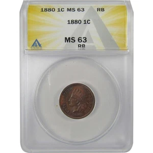 1880 Indian Head Cent MS 63 RB ANACS Penny Uncirculated SKU:I23000 - Picture 1 of 4