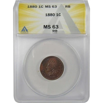 1880 Indian Head Cent MS 63 RB ANACS Penny Uncirculated SKU:I23000 - Image 1 of 4