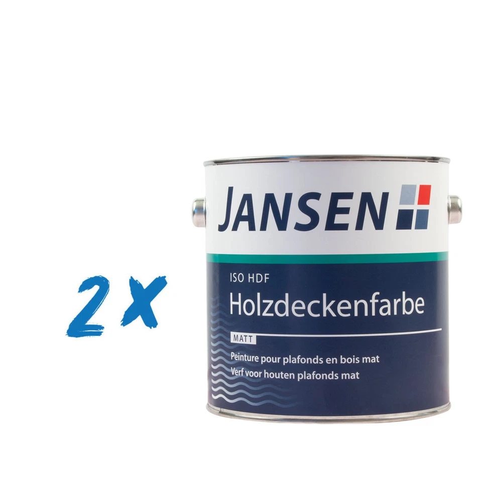 2 x Jansen ISO-HDF Holzdeckenfarbe weiss matt 2,5L - Bild 1 von 1