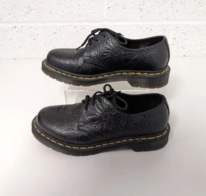 Dr Martens Leather Oxford Shoes Black Floral Embossed Lace Up - EU 40 / UK 6.5 - Picture 1 of 9