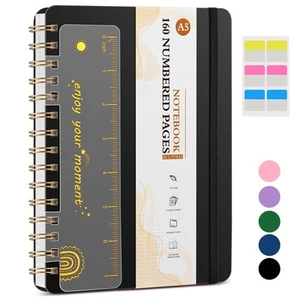 Lined Spiral Notebook Journal, 160 Numbered Pages A5 College Ruled Notebook, ... - Picture 1 of 7