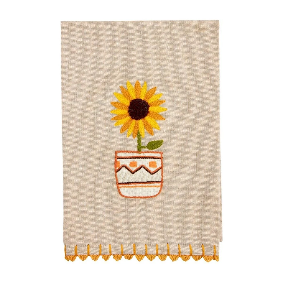 Toalha de mão bordada girassol solteiro banheiro torta de lama 21 x 14 NOVA - Imagem 1 de 1