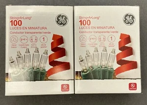 2 LOT BOXES GE STRING A LONG 100 CHRISTMAS LIGHTS 20.6 ft GREEN INCANDESCENT NEW - Picture 1 of 1