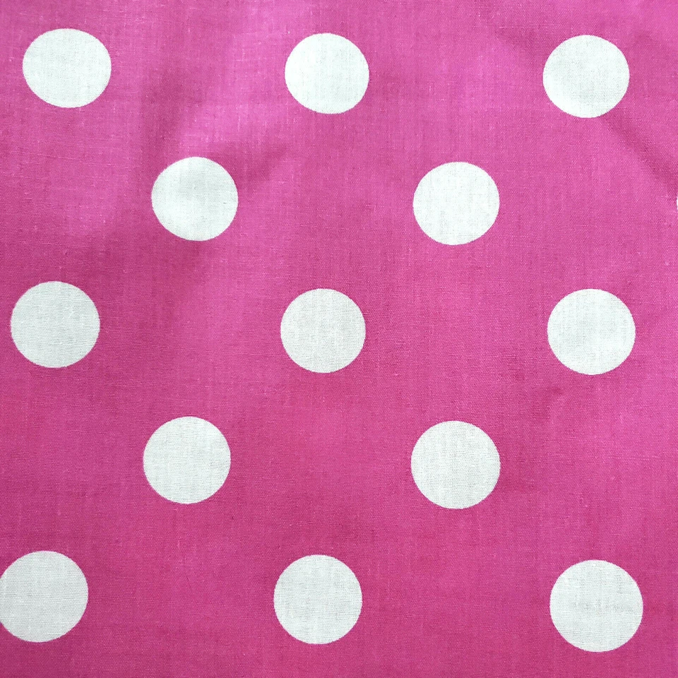 TECIDO DE ALGODÃO POLI ROSA FÚCSIA BOLINHAS BRANCAS UMA POLEGADA PONTO 58" POR JARDA  - Imagem 1 de 4