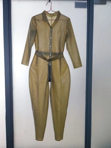 100% Gummi Latex Rubber Catsuit Cosplay Bodysuit Suit Coffee Unique Fixed Men M - Picture 1 of 1