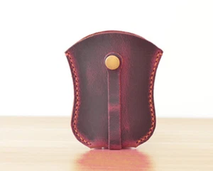 car key bag case chain box real Cow Leather Pouch Customize handmade red Z853 - Picture 1 of 4