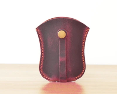 car key bag case chain box real Cow Leather Pouch Customize handmade red Z853 - Image 1 of 4