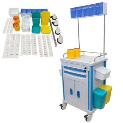 Carro de anestesia móvil carro de choque de emergencia carro de medicamentos gabinete 2 cajones Foto 1 de 4