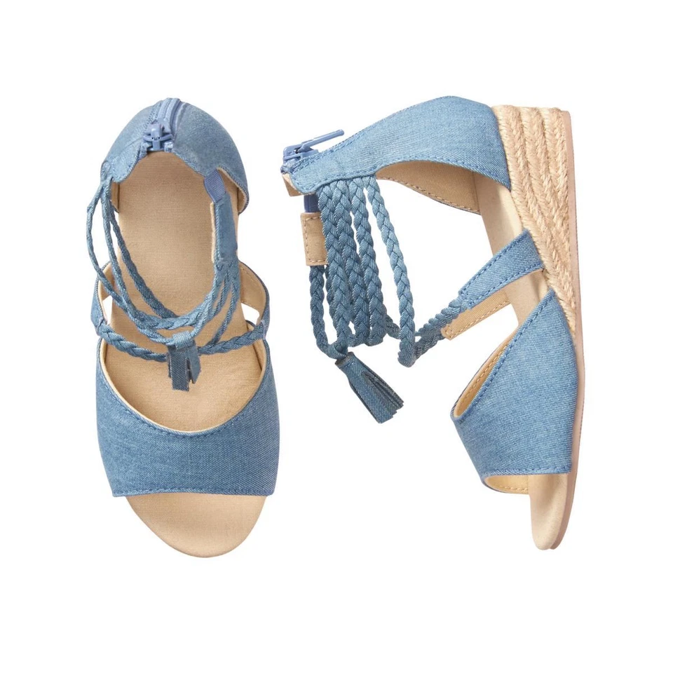 NWT Gymboree Chambray Espadrille Wedge Shoes Girls 9,10,11,12,13,1,2,3,4 - Image 1 of 1