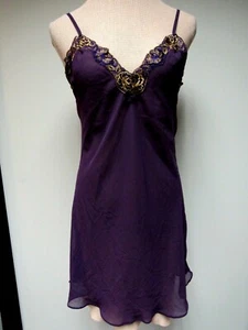 GILLIGAN & O'MALLEY Teddie Lingerie Camisole Slip Top Gold Rose Lace Purple S EU - Picture 1 of 7