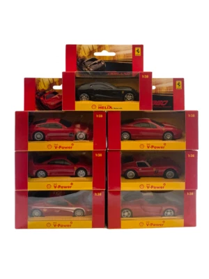 1:38 Ferrari Modellautos: Shell V-Power Ferrari Komplettsatz 7 Autos Maßstab 1:38 - Bild 1 von 4