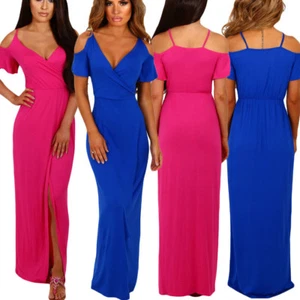 Vestito donna elegante lungo abito cerimonia estivo sera scollato sexy DS61546 - Foto 1 di 7