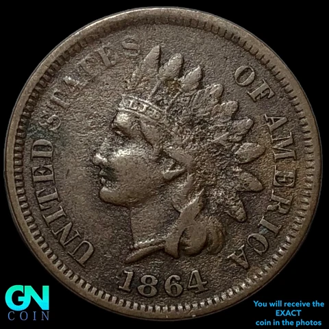 1864 L Indian Head Cent Penny    #E8664 Cover