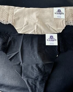 2 Packungen b.tempt'd by Wacoal b.bare Tanga 976267, groß schwarz & beige brandneu - Bild 1 von 7