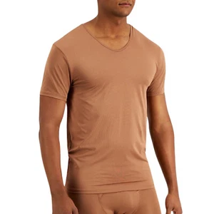 ALFANI Alfatech Air Mesh V-Neck Shirt sz XL X-Large Brown - Picture 1 of 1