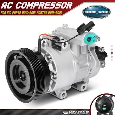 Compresor de aire acondicionado con polea de 6 ranuras para Kia Forte 10-13 Forte5 12-13 Forte Koup Foto 1 de 4