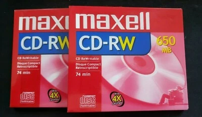 2x Maxell - Cd-Rw - 650 Mb Ships in 24 hours! - Image 1 of 2