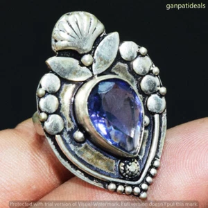 Blue Glass Gemstone Ethnic Handmade Ring Jewelry US Size- 7.75 GR-30572 - Picture 1 of 1