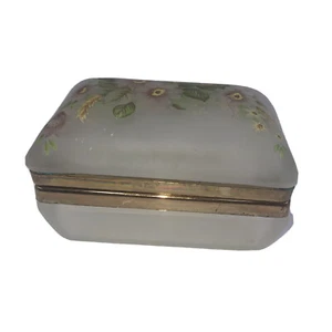 VINTAGE NOS JEWELRY BOX FROSTED CRYSTAL 1980s FLORAL MIB IN BOX - Picture 1 of 6