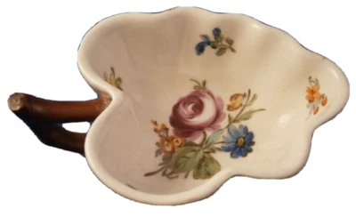 Antique 18thC Royal Vienna Floral Leaf Pickle Dish Porcelain Porzellan Wien #1 - Image 1 of 4