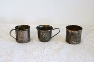 ONEIDA 1881 ROGERS SILVER PLATE Child Baby Toddler Mugs Cups Set of 3 - Picture 1 of 19