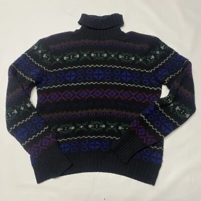Suéter de punto negro de lana Fair Isle Polo Ralph Lauren Fair Isle de colección años 90 cuello alto talla XL Foto 1 de 4