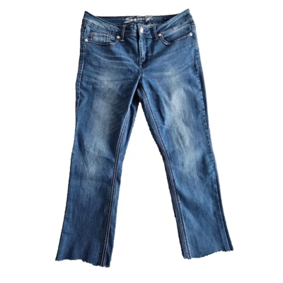 Seven7 Jeans Women's Size 14 (32x26) Blue Slim Boot Embroidered Pockets - Image 1 of 4